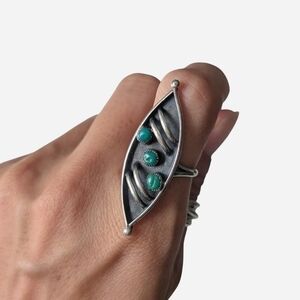Vintage ring Sterling silver Native American Zuni turquoise Size 9.25
